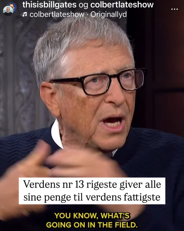 God nyhed. Bill Gates har i denne uge annonceret, at han vil give 99 ½ pct af sin formue væk i løbet af de næste 20 år via @gatesfoundation  Han er optaget af at redde liv og forbedre vilkårene for verdens fattigste med sine penge.  Det har været altødelæggende for nødhjælp at den nye amerikanske administration – med Musk og DOGE i spidsen - har trukket budgettet til USAID.  Som gennem årtier har forbedret vilkårene for verdens fattigste børn, kvinder, syge.  I Kenya, hvor jeg arbejdede i marts, betød det straks, at den delvist USA-betalte skolemad blev sløjfet. På de kanter er skolemaden ofte barnets eneste måltid og familien undværer barnets arbejdskraft i løbet af dagen og sender barnet hen i skolen, fordi der dog der er gratis mad og dermed en mund mindre at mætte derhjemme. Nu vil mange børn være sultne i skole – det går ud over indlæring – eller de vil blive væk fra skole.  Så er der bekæmpelsen af HIV – her vil ske en forværring. Det samme med sygdomme, man kan blive vaccineret for. Mange vil dø. Som Bill Gates siger til CNN: Musk is “a genius in some domains … in global health, it hasn’t been a focus”.  Nogle vil måske kunne huske min ven og chauffør James, som jeg filmede når vi talte politik på landevejene i Kenya. Som han siger ”det her vil koste masser af menneskeliv”.  Derfor er det sådan en god nyhed, at Bill Gates holder fast og har besluttet at gøre endnu mere. @thisisbillgates og Melinda French Gates oprettede, da de stadig var gift, denne fond til beskyttelse af verdens fattigste, til kvinder, til børn, til vacciner og sygdomsbekæmpelse. De have læst en artikel af fantastiske @nickkristof og besluttede af de ville bruge alle pengene fornuftigt. Det ved deres tre børn. De er opdraget til at forsørge sig selv, har @melindafrenchgates engang udtalt.  Bill Gates siger, at man vil kunne sige mange ting om ham efter hans død, men man vil ikke kunne sige, at han efterlod sig mange penge. Og det er hans mål. Pengene skal bruges på dem der har mest behov.  Hvor er det godt, der stadig er nogen der har etikken i orden, ikke? 🌍🙏🏼💚